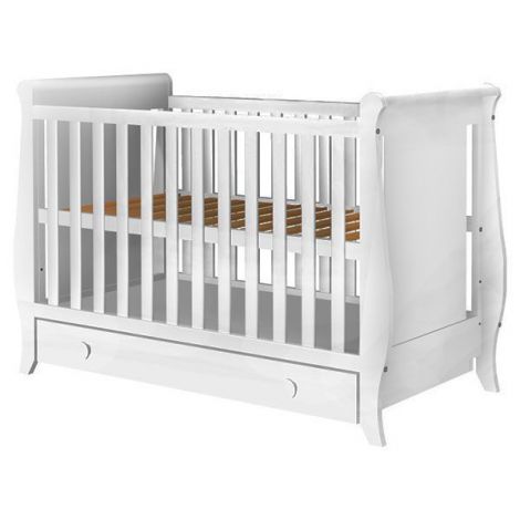 Patut copii din lemn Hubners Mira 120x60 cm alb cu sertar - imagine 7